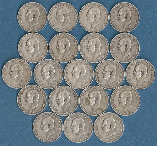 ギリシャ 20ドラクマ 1960年 20枚セット パウロス王記念 銀貨 835g 150g ビッグセール
