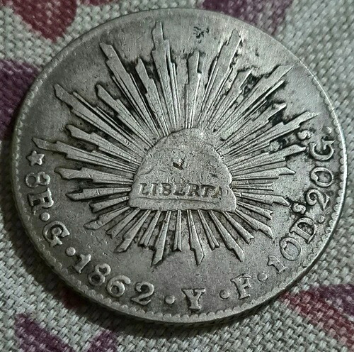 8 Reales 1862 GoYF グアナジャウト メキシコ シルバー 4 チョマーク