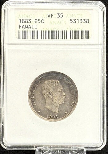 1883年 25セント ハワイ ANACS VF35 1/4ドル 色調良好 90% サンフランシスコ