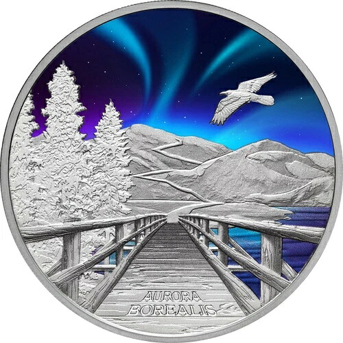 ツバル 1ドル 2023 Aurora Borealis シルバーコイン- 58,685円