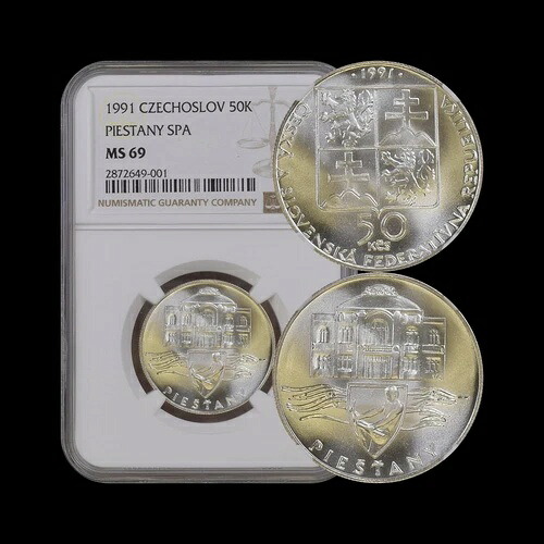 チェコスロバキア。1991年、50コルナ、シルバー - NGC MS69 - トップポップ ?? ピエシチャニー・スパ｜WORLD RESOURCE【QUEEN店】