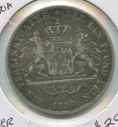 1859年 ドイツ バイエルン ターラー銀貨 - RK019