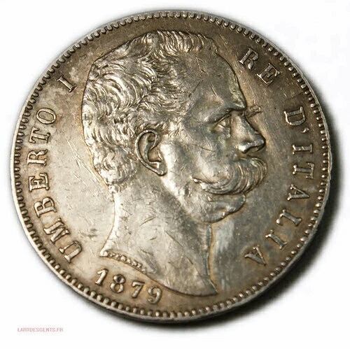 (米国) イタリア - 5 LIRE 1879 エラー FEKT sur tranche R5、lartdesgents p2757-3