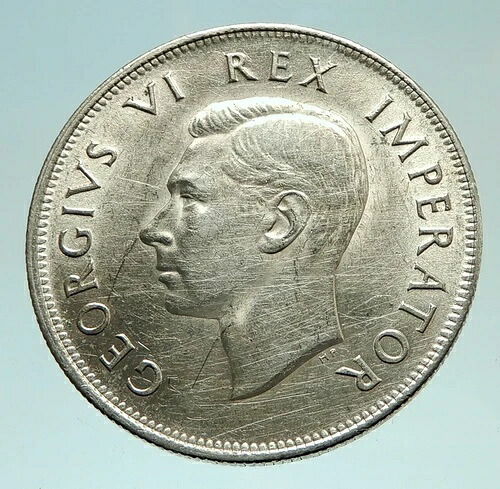1937年 南アフリカ ジョージ6世 シールド シルバー 2.5シリング 大型コイン i76021