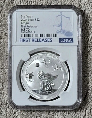 2024 ニウエ 1オンス $2 スターウォーズ：マンダロリアン：グローグー / ベビーヨーダ - NGC MS70 FR