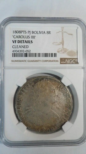 ボリビア 8レアル、1808 PTS PJ、NGC VF 詳細