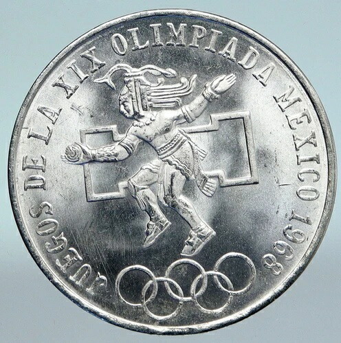 1968年メキシコ第19回オリンピック大会 アステカ・ボール・プレイヤー記念 25ペソ銀貨 i89661