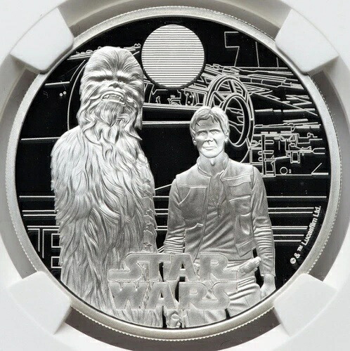 NGC PF70 2024 スターウォーズ ハンソロ&チューバッカ 英国シルバー 1オンスコイン-｜WORLD RESOURCE【QUEEN店】