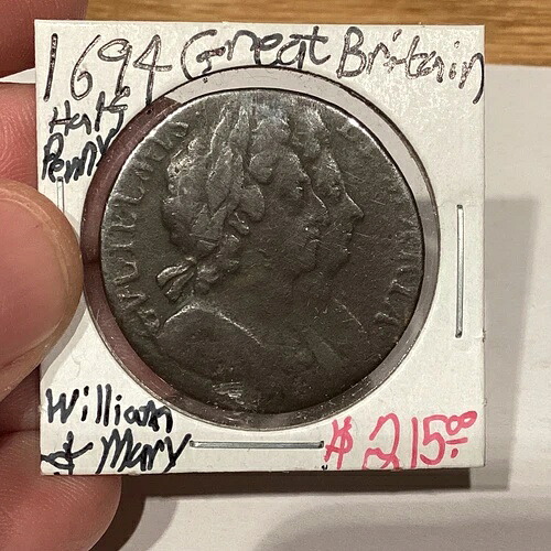 1694年 英国ウィリアム＆メアリー ハーフペニー