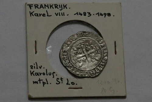 ?? ???? フランス 1483-1498 シャルル8世 銀貨 10デニール 中世フランス 'R' 2.34