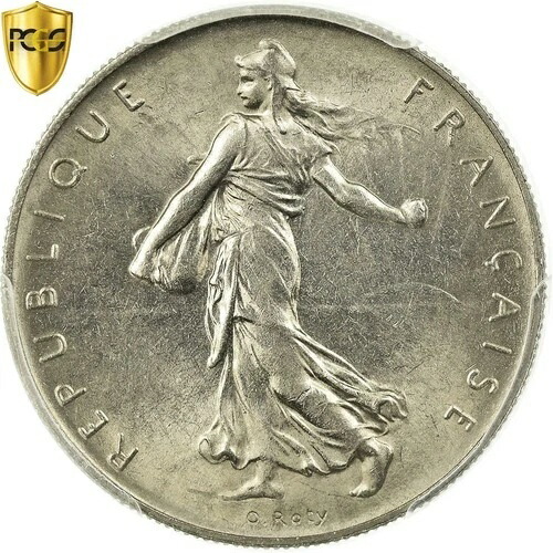 [#485452] コイン、フランス、スムーズ、フラン、1960、パリ、PCGS、MS64、ニッケル、KM:925。