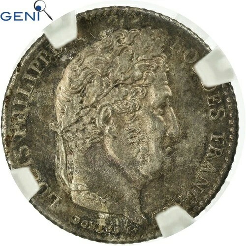 [#474515] コイン、フランス、ルイ フィリップ、1/4 フラン、1842、パリ、AU(55-58)、シルブ