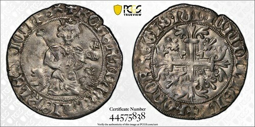 1309 - 1343 ナポリ イタリア シルバー ジリアート ロバート PCGS UNC 詳細クリーニング済み 4145