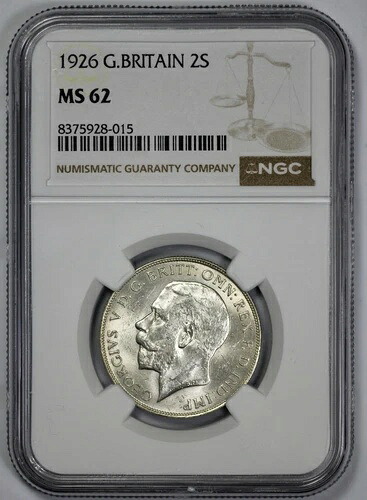 1926年 イギリス シルバー フローリン 2S NGC MS 62