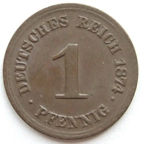 ドイツ帝国コイン 1 ペニヒ 1874 F 非常に良い