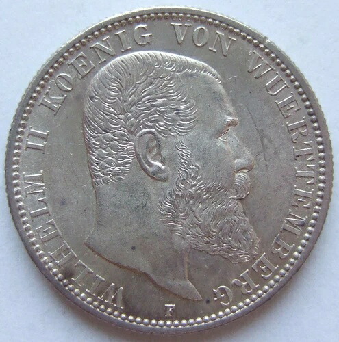 ドイツ帝国 2 マルク・ヴィルヘルム2世 ヴュルテンベルク国王 1906年 F 未使用