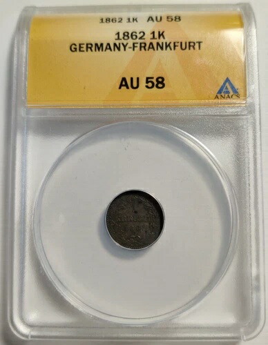 ドイツ - フランクフルト・アム・マイン 1クロイツァー 1862 AU58 ANACS シルバー 1B