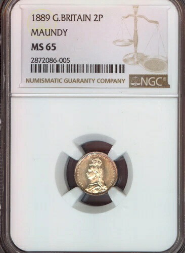 1889年 G.BRITAIN 2P MAUNDY MS65 トーン
