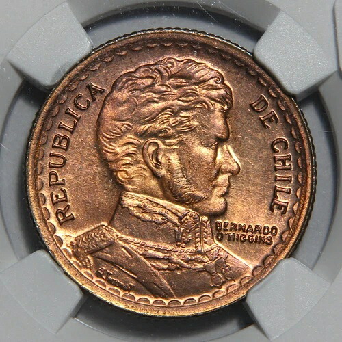 1953年 ロングトップ5 チリ 1ペソ NGC MS64 RD トップポップ!! 1/0 レアバラエティ