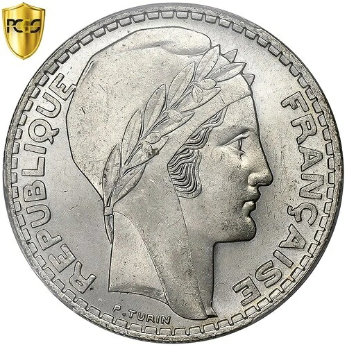 [#1120623] フランス、20フラン、トリノ、1934年、パリ、銀貨、PCGS、MS(64)、ル・フラン