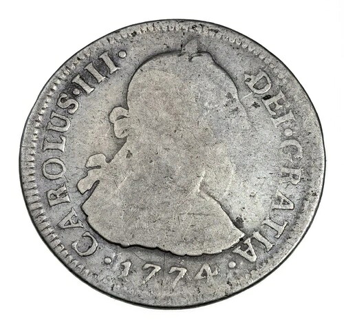 1774LIMAE MJ ペルー 2レアル銀貨 非常に良好な状態、KM 76