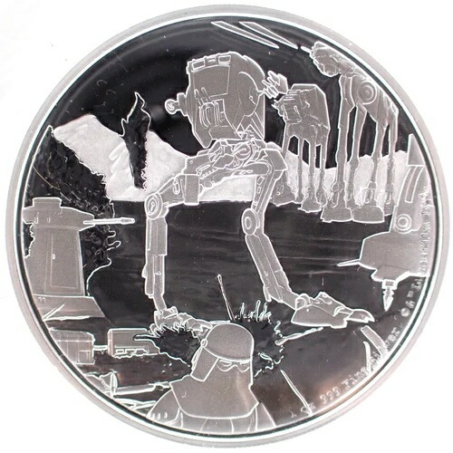2022年 ニウエ $2 スター・ウォーズ: AT-ST WALKER 1オンス .999 シルバー (箱 & COA #915/2000)