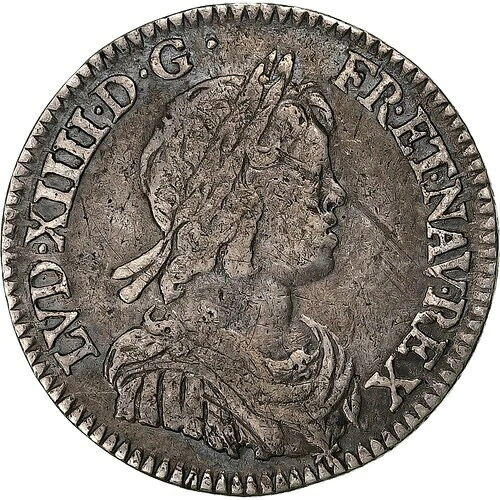 [#1285982] フランス、ルイ 14 世、1/12 エキュ・ア・ラ・メッシュ・コート、1644 年、パリ、シルバー、V