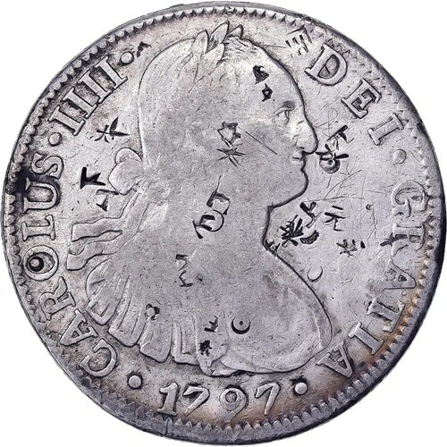 [#1507335] メキシコ、カルロス4世、8レアル、1797年、メキシコシティ、刻印入り、銀、V