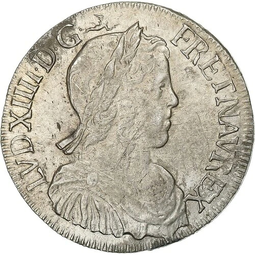 [#637966] フランス、ルイ 14 世、1/2 エキュ・ア・ラ・メッシュ・ロング、1650 年、ナルボンヌ、シル、ver
