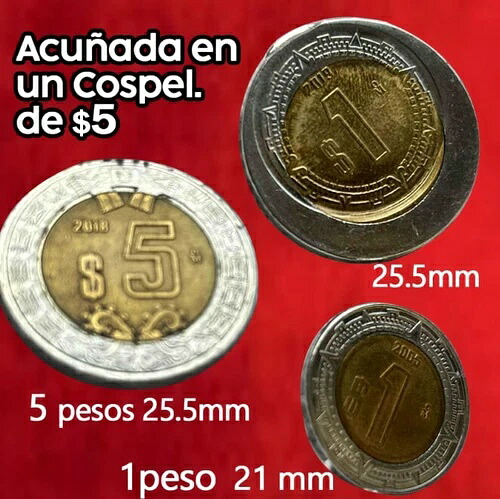 2019 メキシコ 1ペソで5ペソの重量が1重量に当たる COSPEL 5ペソ エラー