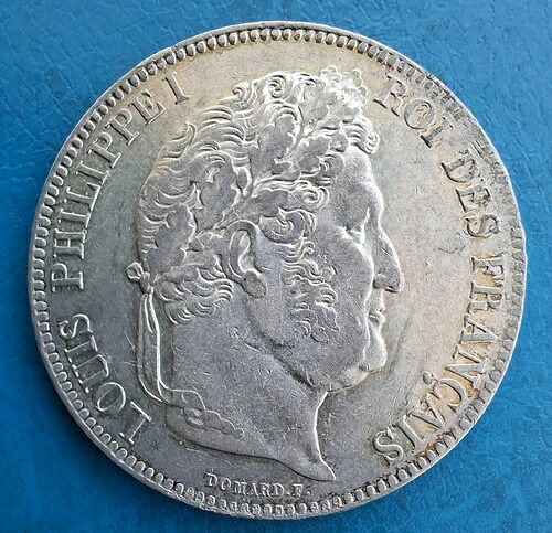 ルイ・フィリップ1世 5フラン銀貨 1834年 D リヨン