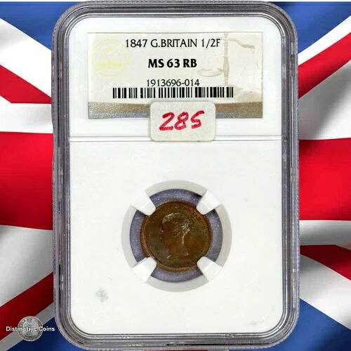 イギリス 1847年 1/2 ファーシング NGC MS63RB - GBS022