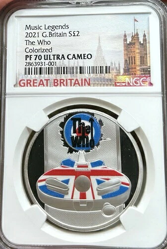2021年 イギリス ザ・フー NGC PF70 2ポンド シルバー プルーフコイン ミュージックレジェンド