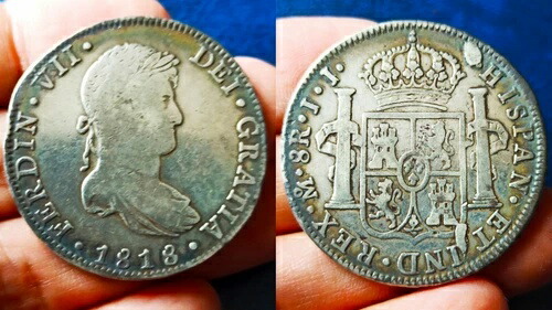1818年 フェルディン7世 8レアル 0.9銀貨 MoJJ Km#111 ナチュラルトーン