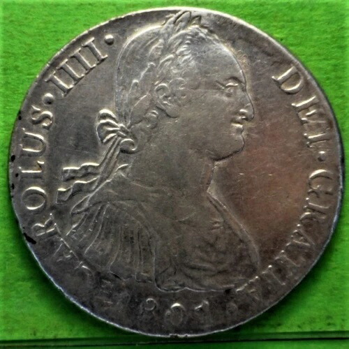 カルロス4世、8レアル、1801年、リマ-IJ、銀、スペイン植民地時代