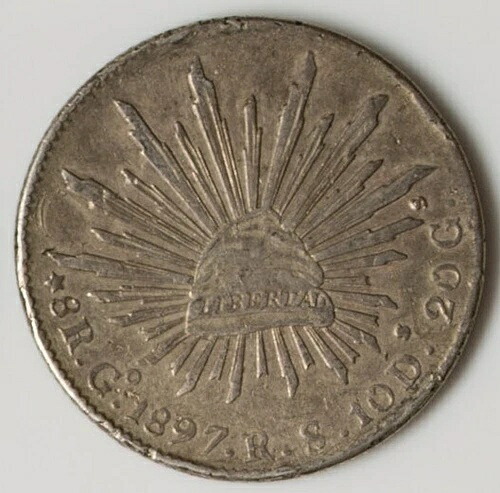 メキシコ 1897 Go RS 8 Reales XF - 誠実な摩耗!
