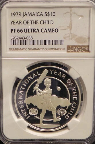 ジャマイカ 10ドル 1979年 児童年 PF66 NGC
