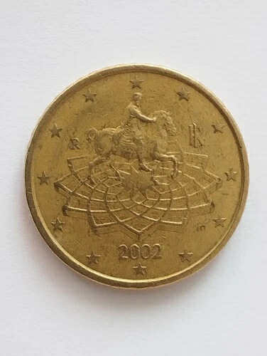 イタリア 50ユーロセント 2002年 希少コイン 58,080円