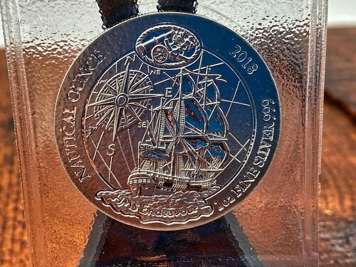 2018年 ルワンダ 1オンス 銀貨 ノーティカルオンス HMS エンデバー号