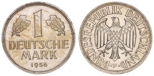 ドイツ 1 DM 記念硬貨 1956年 F ほぼ未使用 98369