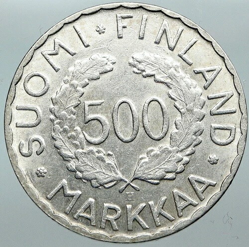 1952 年フィンランド夏季オリンピック ロゴ リング付きヴィンテージ シルバー 500 マルカア コイン i88543