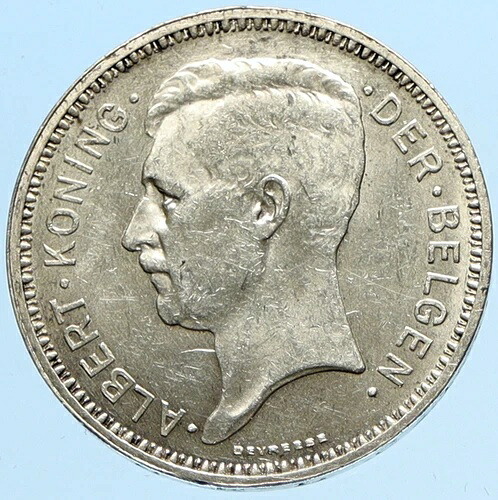 1934年 ベルギー アルベール1世 王冠 アンティーク オールド ヴィンテージ シルバー 20フラン コイン i97683｜WORLD RESOURCE【QUEEN店】