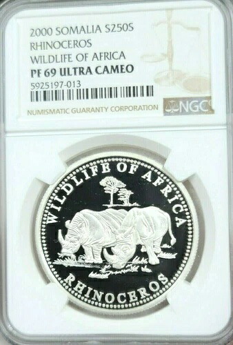 2000年 ソマリア シルバー 250シリング サイ NGC PF 69 ウルトラカメオ 希少コイン