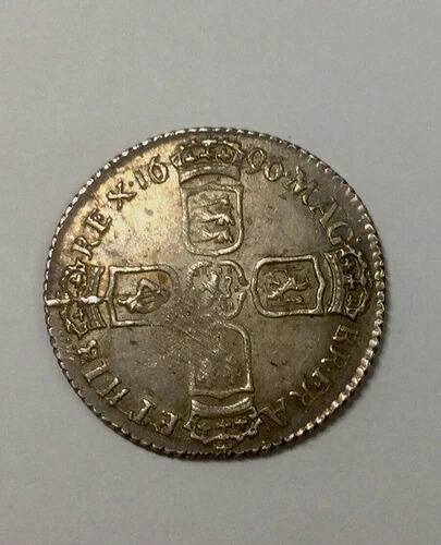 1696年 ウィリアム3世 イングランド 6ペンス銀貨 非常に美しい シャープ グレード良好