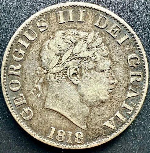 1818年 英国 ハーフクラウン シルバー (0.925) コイン 国王ジョージ3世