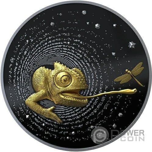 カメレオン ヌミヴェルサム 金メッキ 1オンス 銀貨 1000フラン カメルーン 2025年