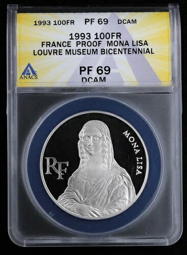1993年 フランス モナ・リザ シルバー・プルーフ ルーブル美術館 生誕200周年 ANACS PR 69 DCAM