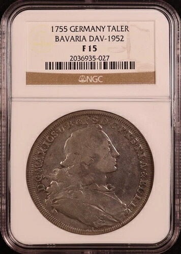 1755年 ドイツ諸州 バイエルン「マクシミリアン3世ヨーゼフ」 シルバーターラー - NGC F15! 59,400円