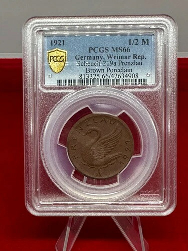 1921 年 ドイツ、ワイマール議員 Scleuch-219a プレンツラウ ブラウン PCGS MS 66