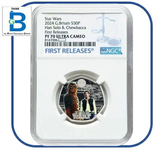 NGC PF70 2024 スターウォーズ ハン・ソロ＆チューバッカ イギリス製 カラーシルバーコイン